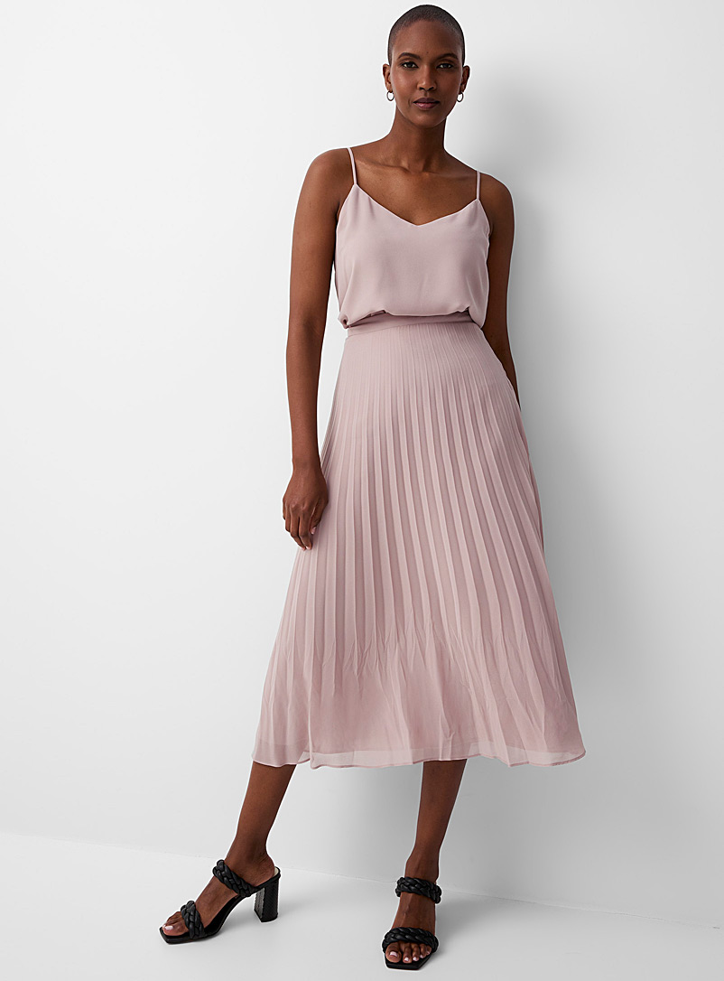 Contemporaine Dusky Pink Pleated recycled chiffon skirt for women
