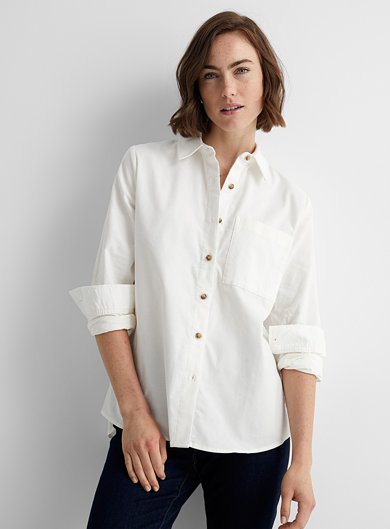 Contemporaine Ivory White Fine corduroy shirt for women