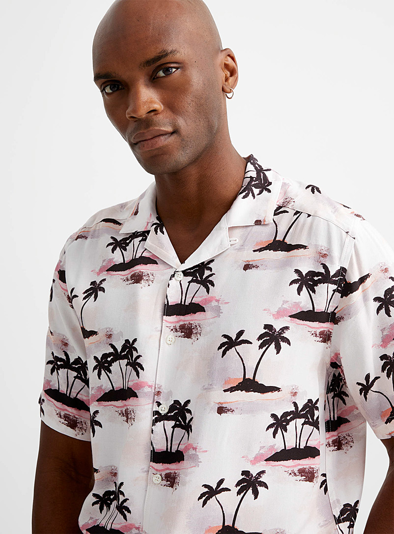 Le 31 Medium Pink Tropical camp shirt for men