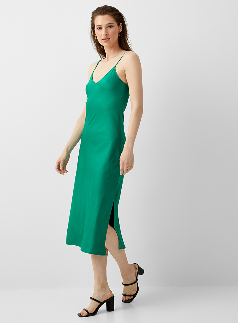 Icône: La robe satinée polyester recyclé Vert pour femme
