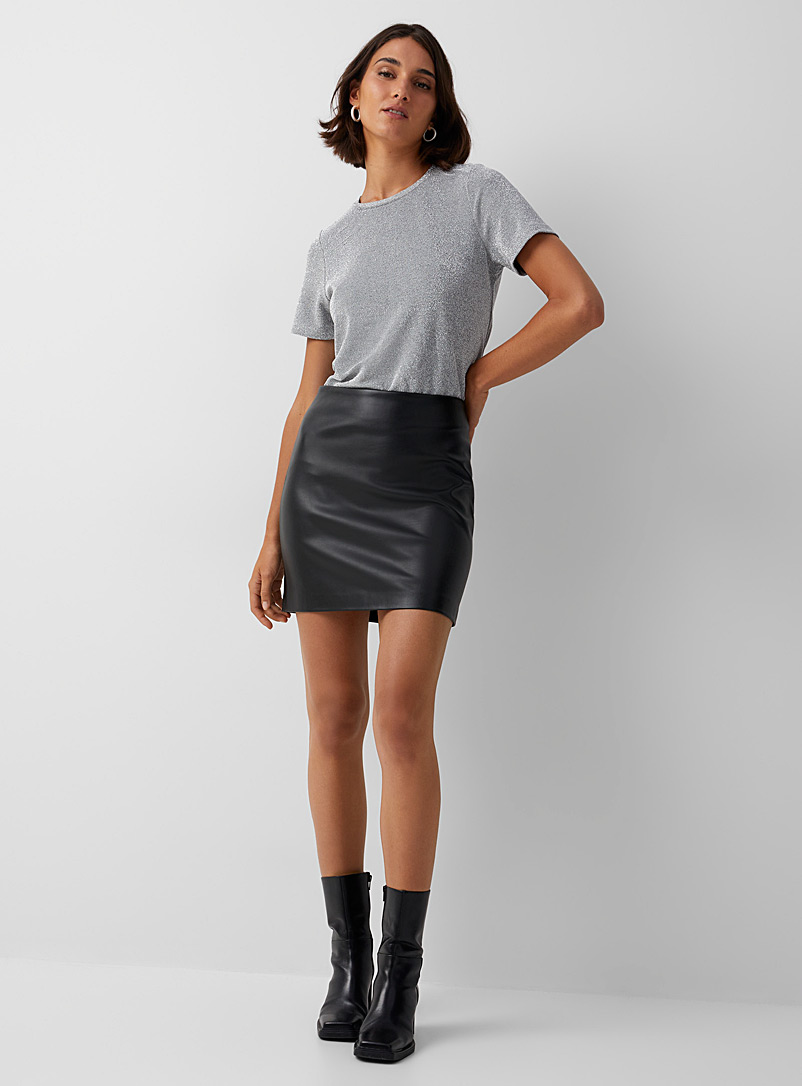 Icône Black Faux-leather miniskirt for women
