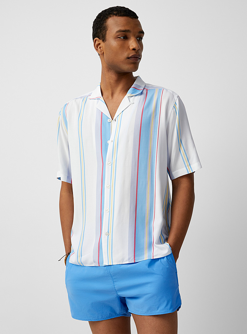 Vertical stripe camp shirt Comfort fit | Le 31 | Shop Men's
