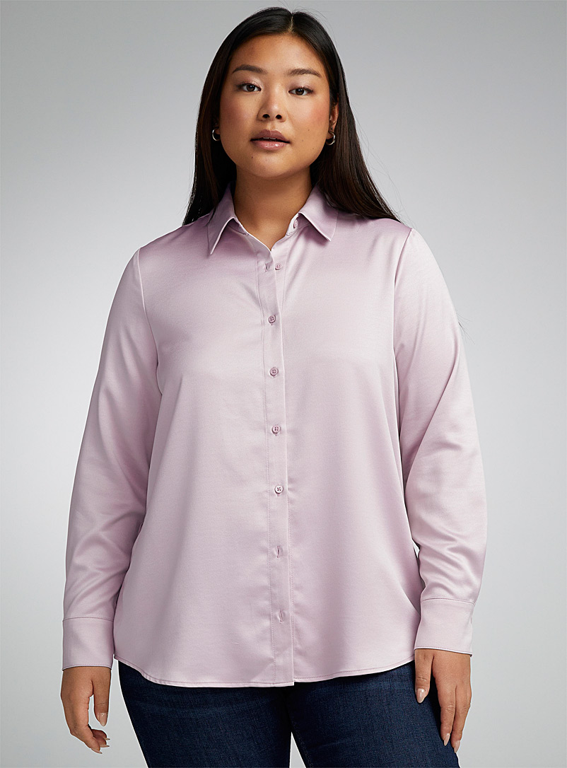Twik: La chemise ample satin soyeux Lilas pour femme