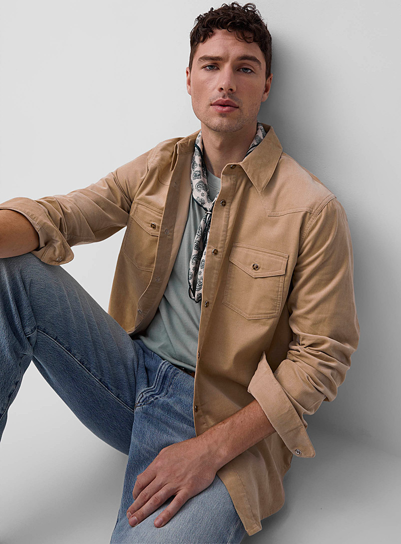 Baby cord Western shirt Modern fit, Le 31, Shop Men's Solid Shirts Online