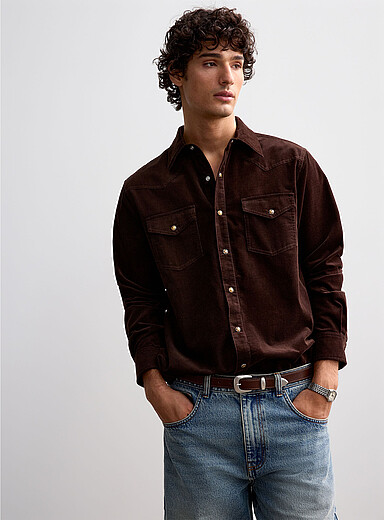 Baby cord Western shirt <b>Modern fit</b>