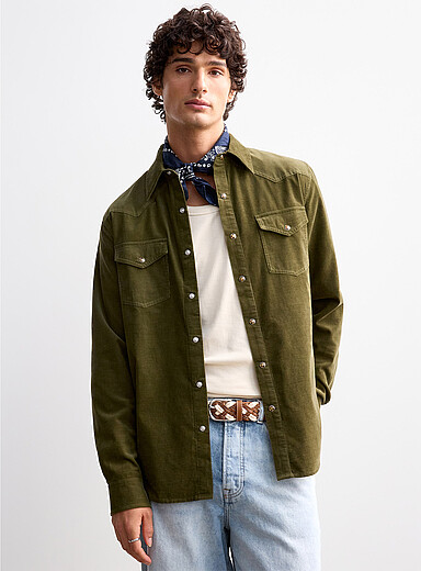 La chemise de l'Ouest velours minic&ocirc;tes <b>Coupe moderne</b>