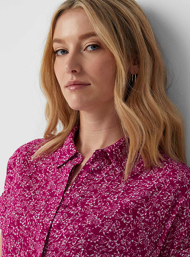 Contemporaine Medium Pink Cuffed-sleeve printed shirt for women