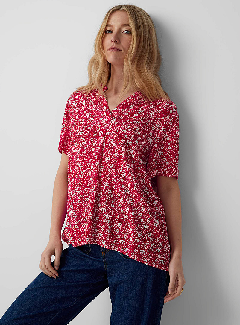 Contemporaine Assorted Cuffed sleeves flowered blouse for women