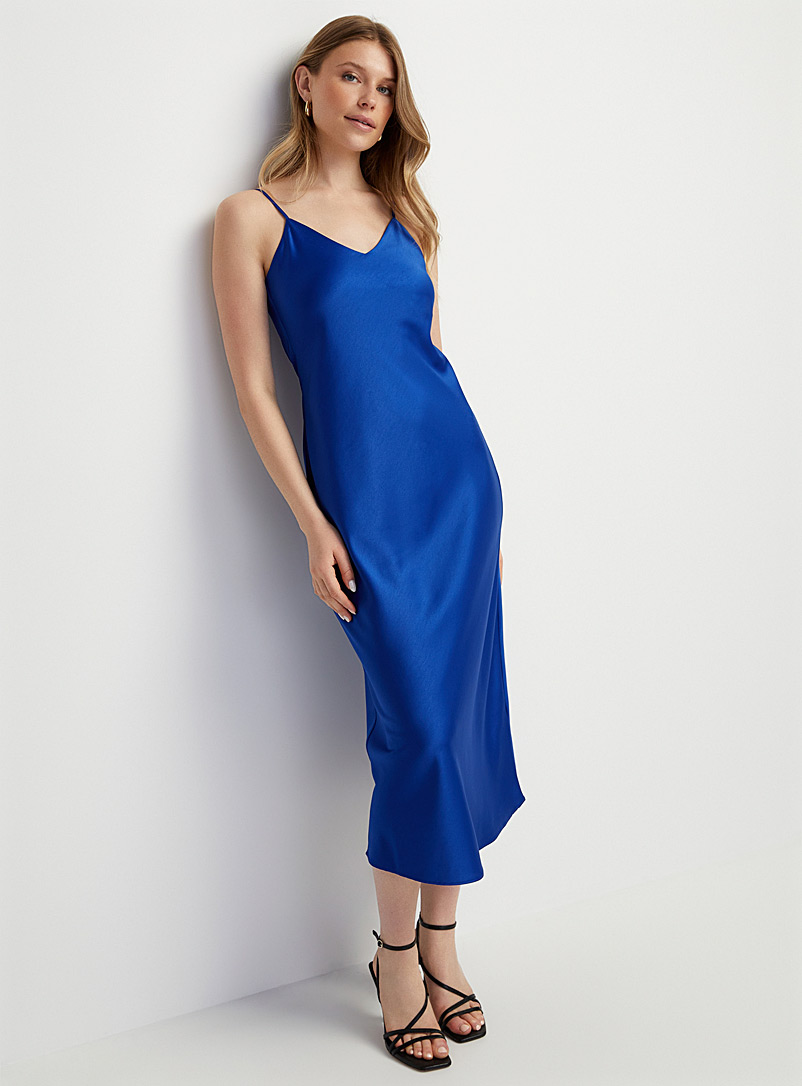 Icône: La robe nuisette satinée Bleu pour femme