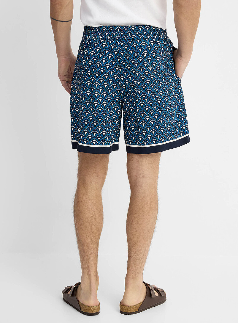Le 31 Patterned blue Patterned fluid short <b>Inseam: 7" (18 cm)</b> for men