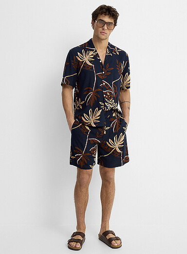 Le 31 Patterned Orange Patterned fluid short <b>Inseam: 7" (18 cm)</b> for men