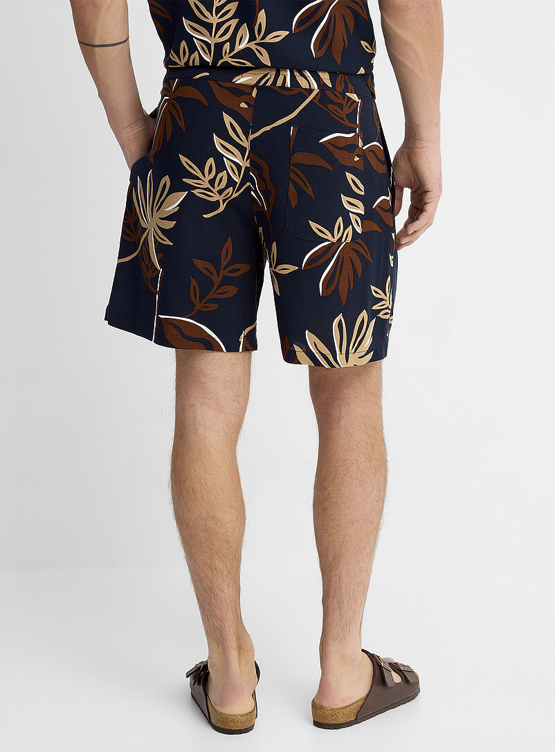 Le 31 Patterned blue Patterned fluid short <b>Inseam: 7" (18 cm)</b> for men