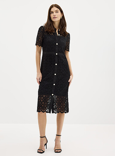Jewel buttons guipure dress