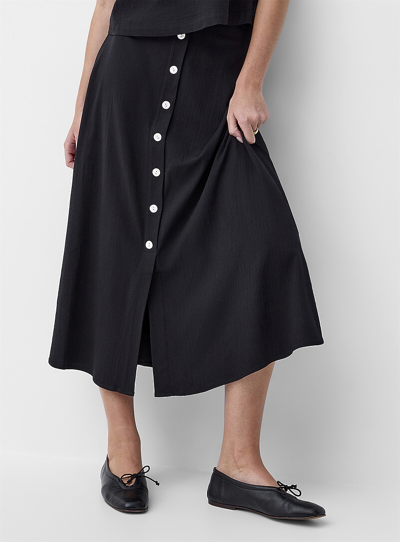 Ic&ocirc;ne: La jupe midi boutonn&eacute;e Noir pour femme