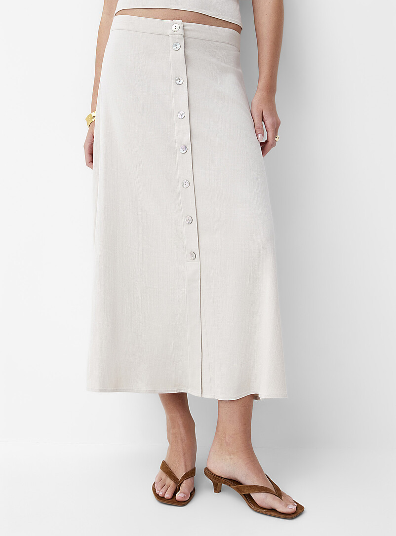 Ic&ocirc;ne Black Buttoned midi skirt for women