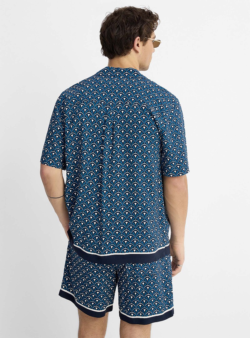 Le 31: La chemise cabana mosa&iuml;que art d&eacute;co <b>Coupe confort</b> Bleu &agrave; motifs pour homme