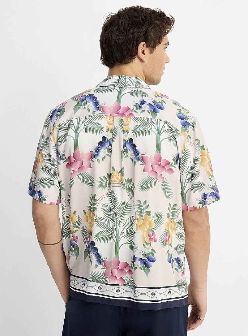 Le 31: La chemise cabana fleurs exotiques <b>Coupe confort</b> Brun pour homme