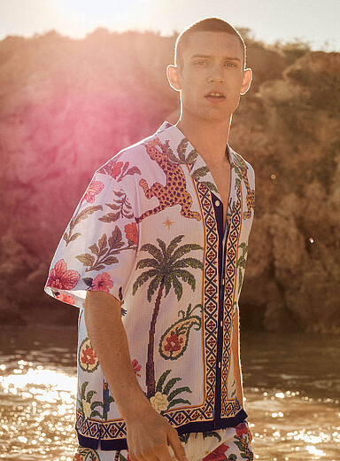 Jaguar tapestry camp shirt <b>Comfort fit</b>