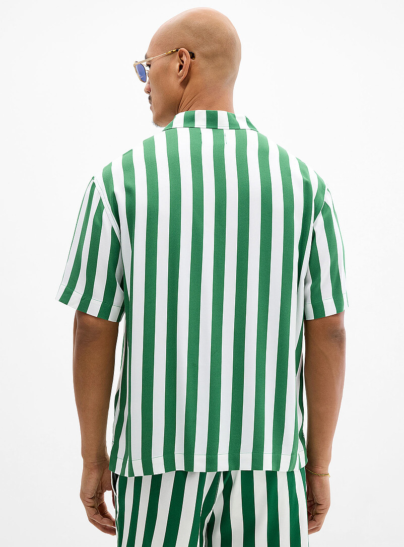 Le 31: La chemise cabana rayures parasol <b>Coupe confort</b> Vert pour homme