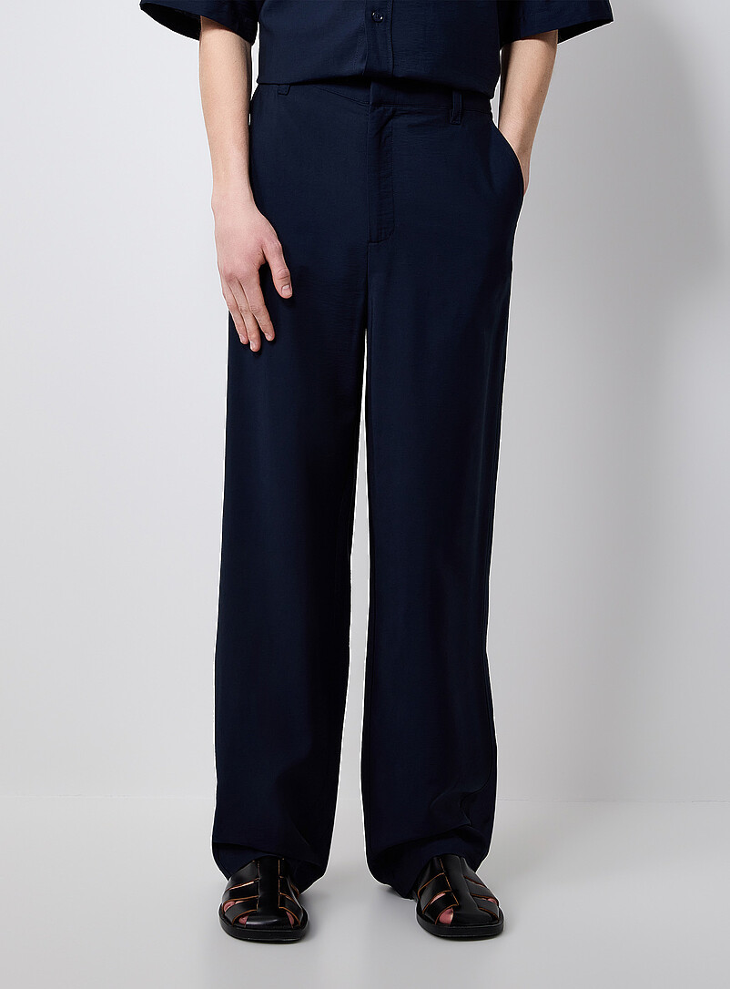 Le 31: Le pantalon fluide toile froiss&eacute;e <b>Coupe Paris - Relaxe &agrave; taille haute</b> Rouge framboise - Cerise pour homme
