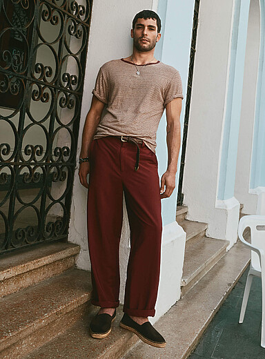 Fluid crinkled fabric pant <b>Paris fit - Relaxed high rise</b>