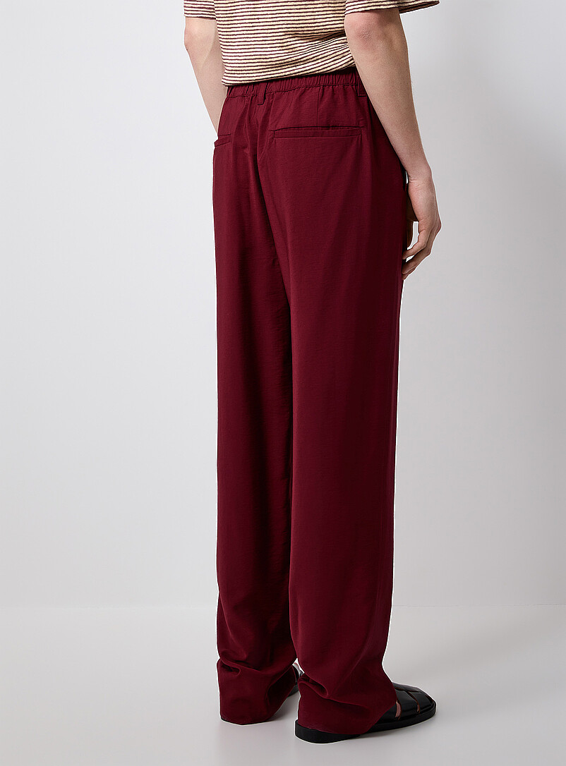 Le 31: Le pantalon fluide toile froiss&eacute;e <b>Coupe Paris - Relaxe &agrave; taille haute</b> Rouge framboise - Cerise pour homme