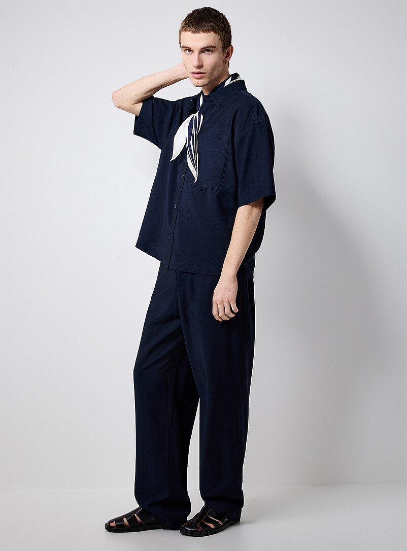 Le 31: La chemise fluide toile froiss&eacute;e <b>Coupe carr&eacute;e</b> Bourgogne pour homme
