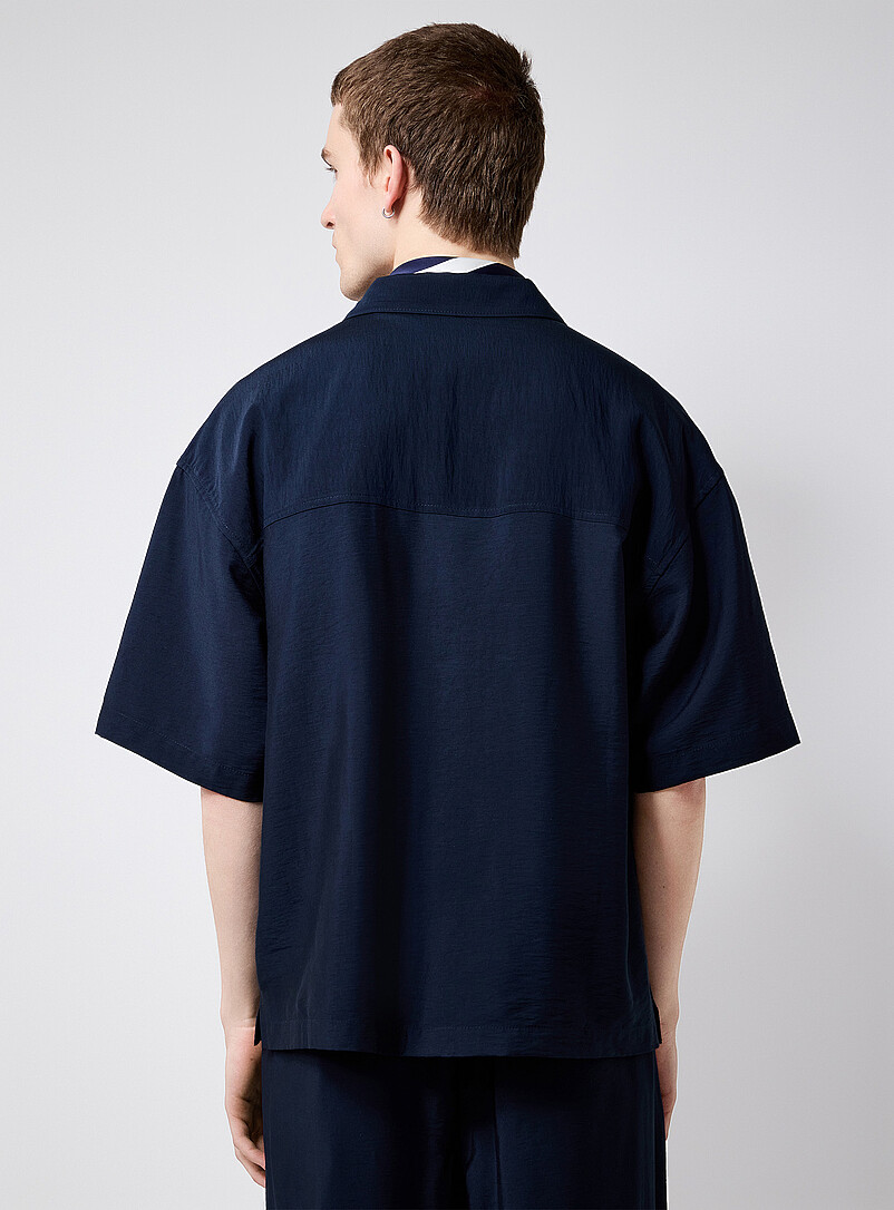 Le 31: La chemise fluide toile froiss&eacute;e <b>Coupe carr&eacute;e</b> Bourgogne pour homme