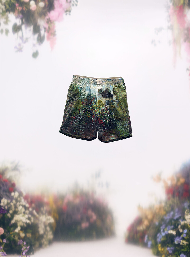 Le 31 Patterned Green Poetic painting poplin boxer Organic cotton <b>A Tribute to Claude Monet Collection</b> for men