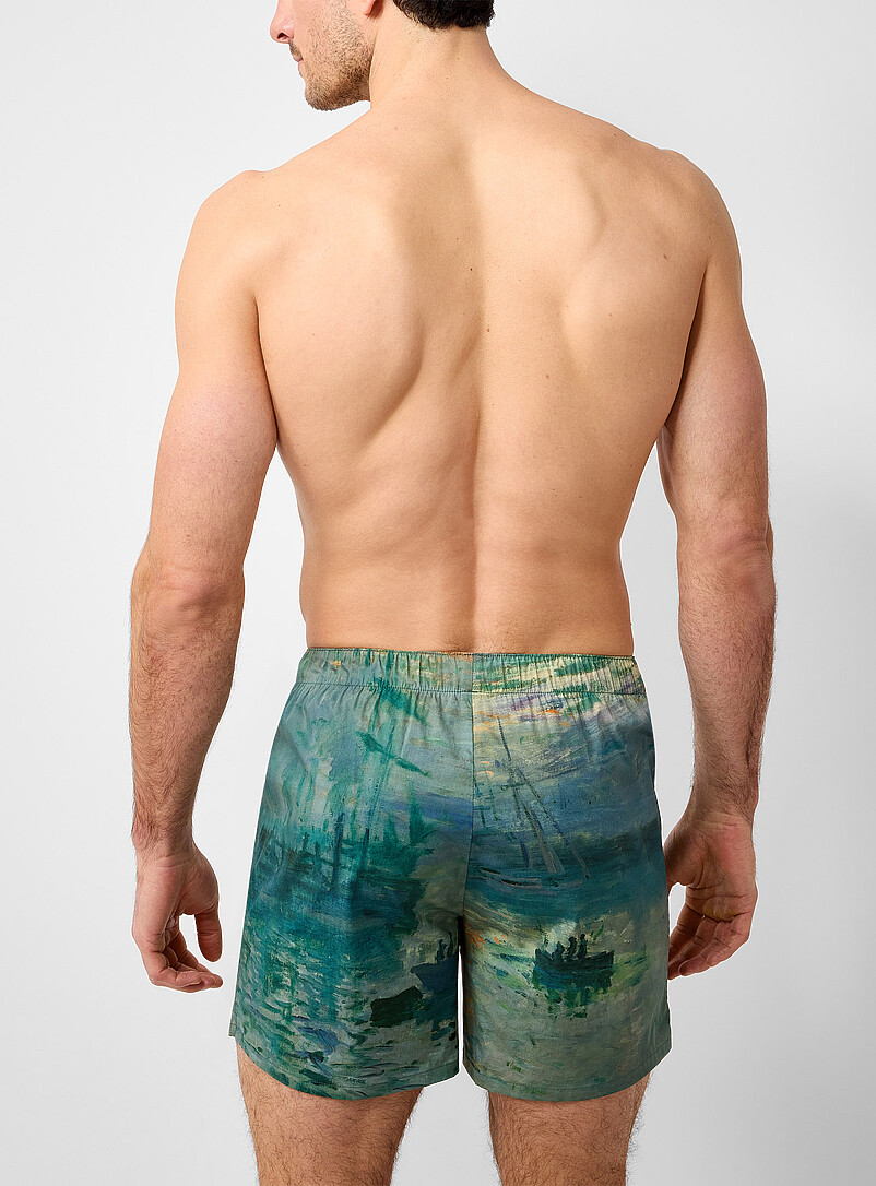 Le 31 Patterned Green Poetic painting poplin boxer Organic cotton <b>A Tribute to Claude Monet Collection</b> for men