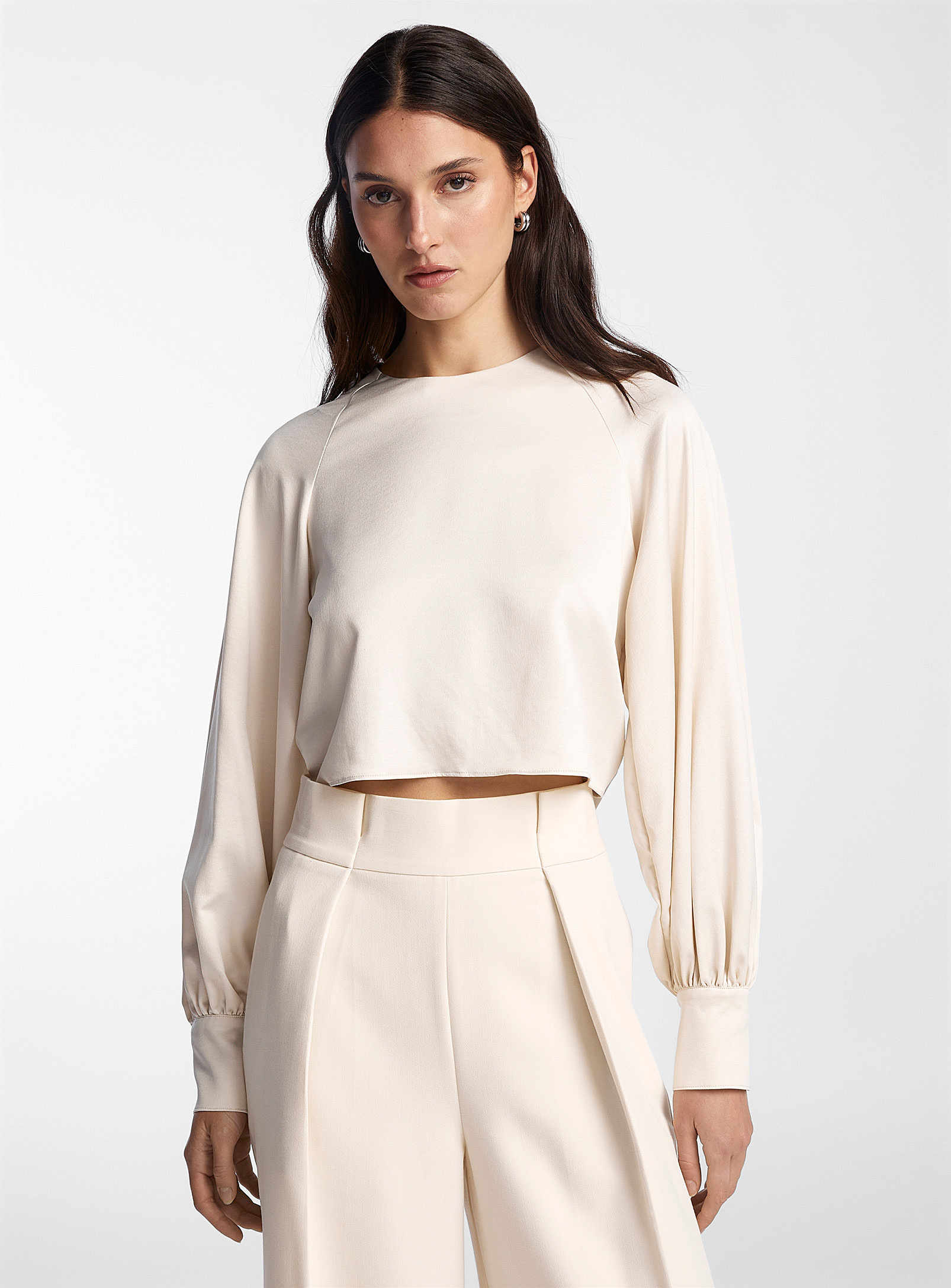 Icone Tie-back Satiny Blouse In Off White