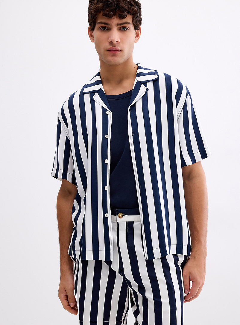 Parasol-Stripe Camp Shirt Comfort Fit