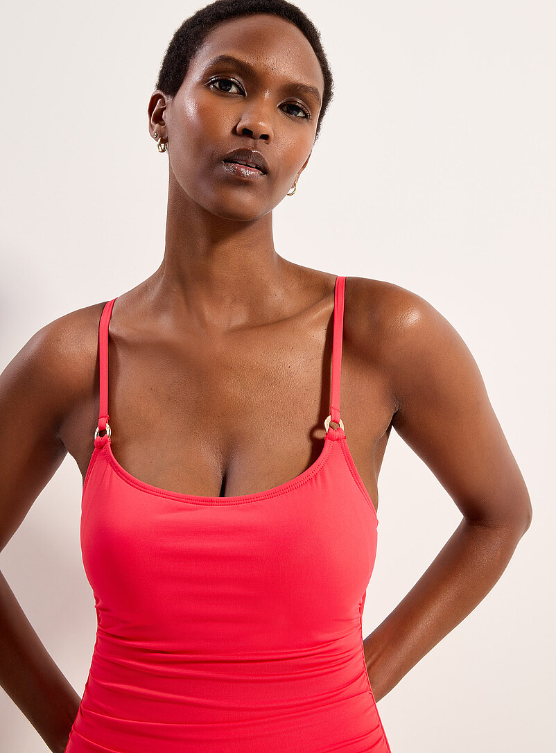 Anne Cole Black Straight-neck draped one-piece for women