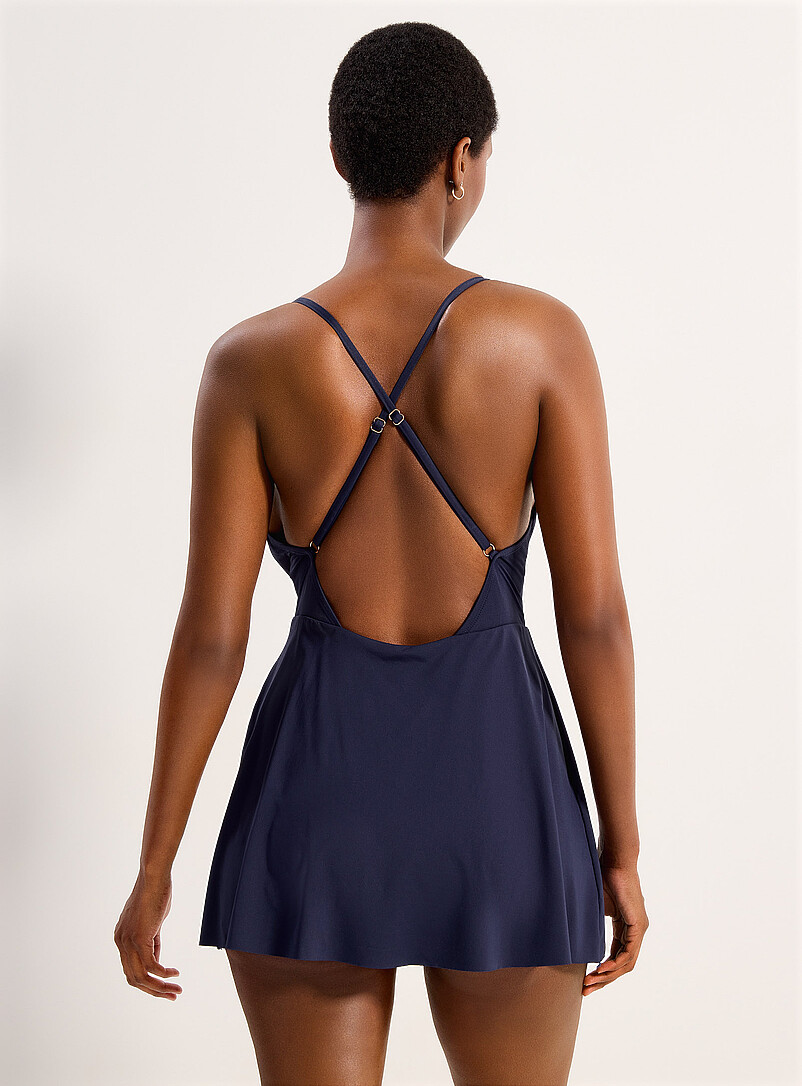 Anne Cole Navy/Midnight Blue Trompe-l'&oelig;il dress one-piece for women