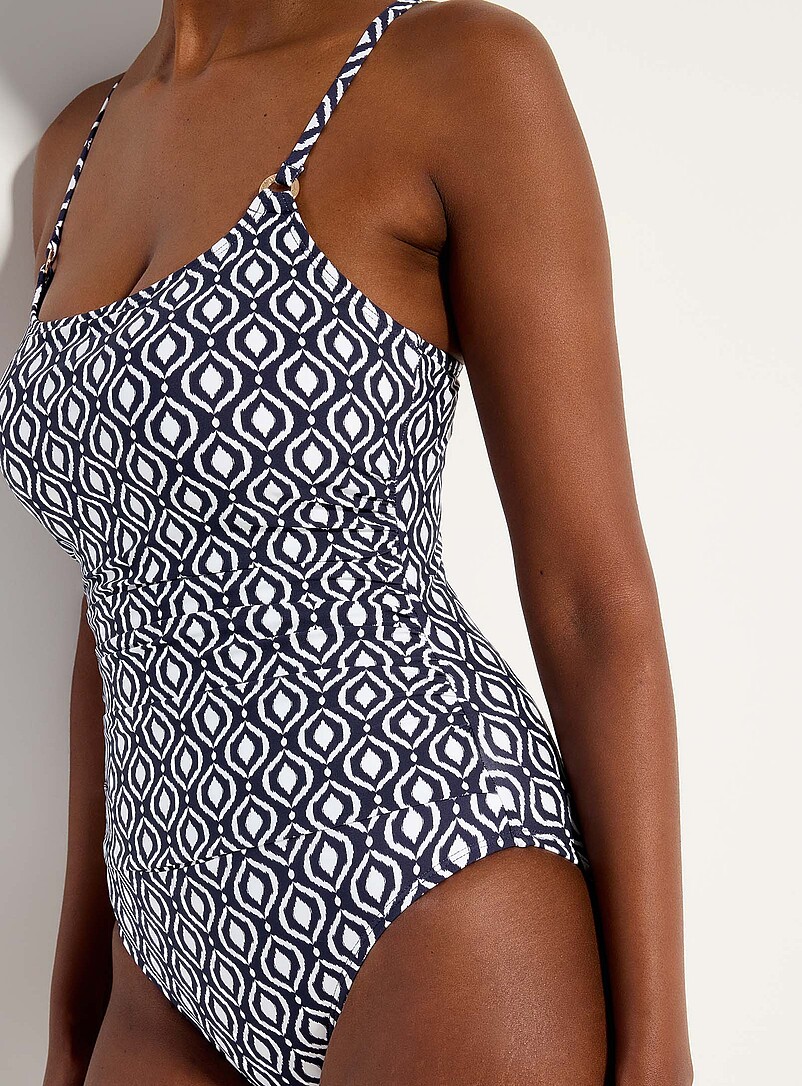 Hexagonal mosaic scoop-neck one-piece product image 2