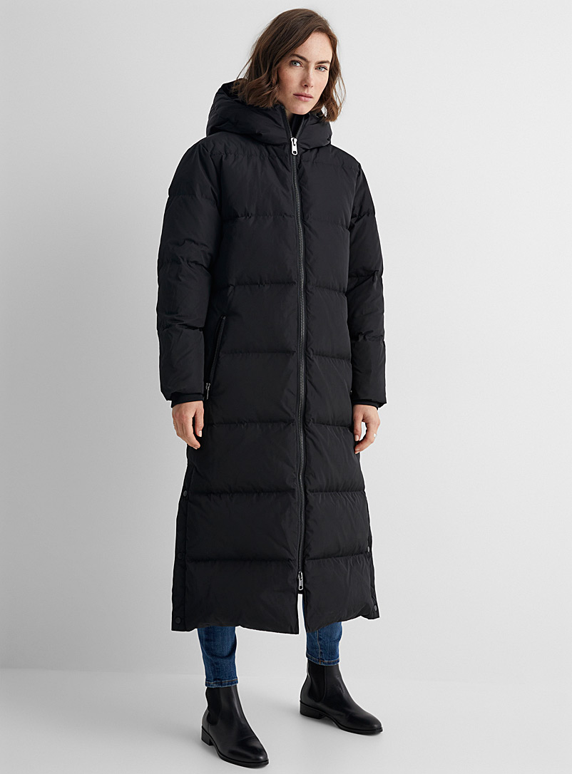 Contemporaine Black Recycled polyester maxi puffer jacket for women
