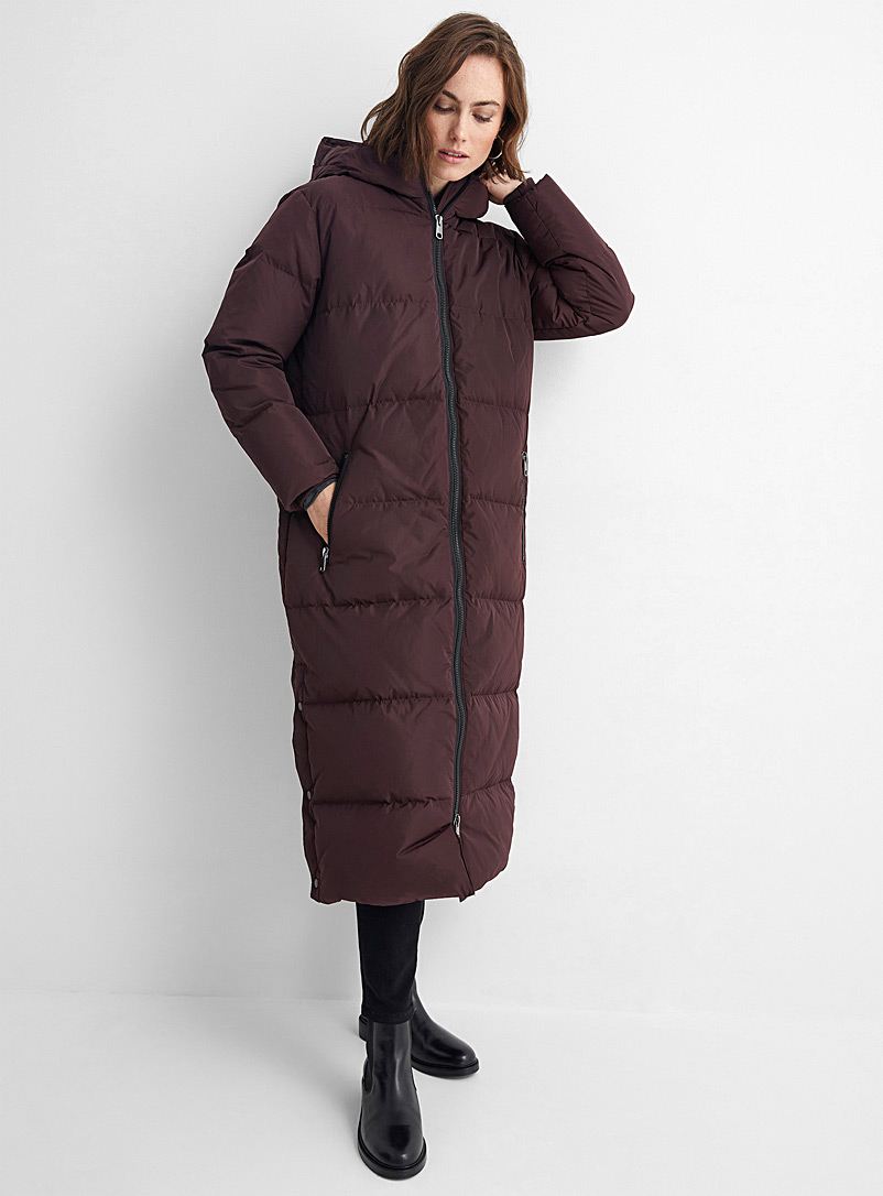 Contemporaine Dark Crimson Recycled polyester maxi puffer jacket for women