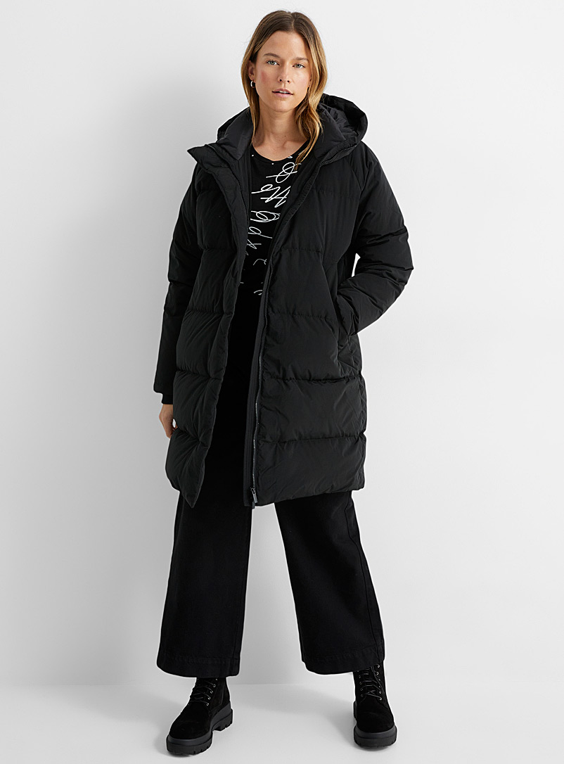 Contemporaine Black Peachskin raglan puffer jacket for women
