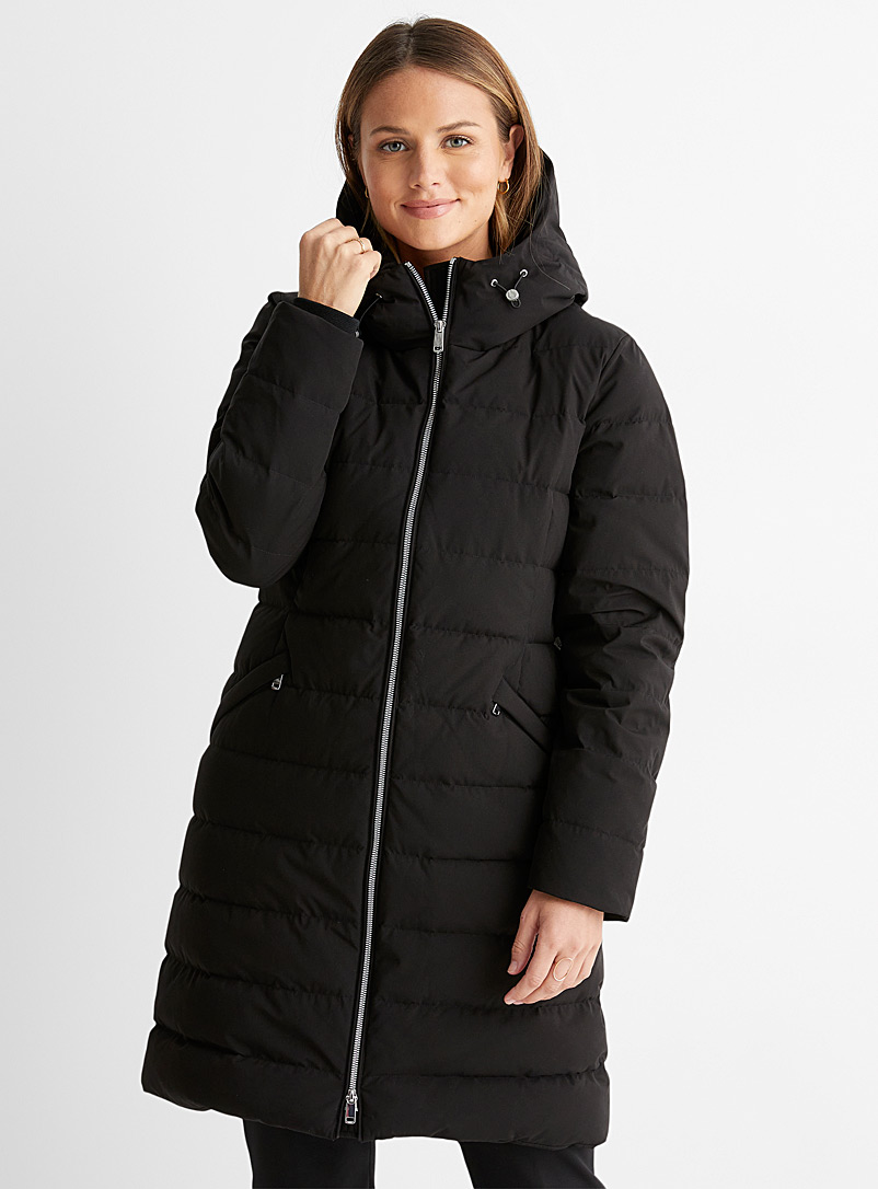 Contemporaine Black Recycled polyester fitted puffer jacket for women