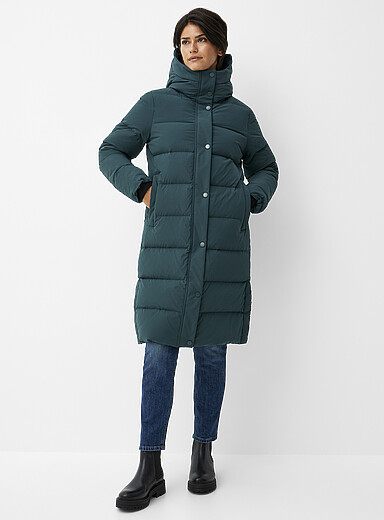 Contemporaine: La doudoune nuage 3/4 nylon recycl&eacute; Vert pour femme