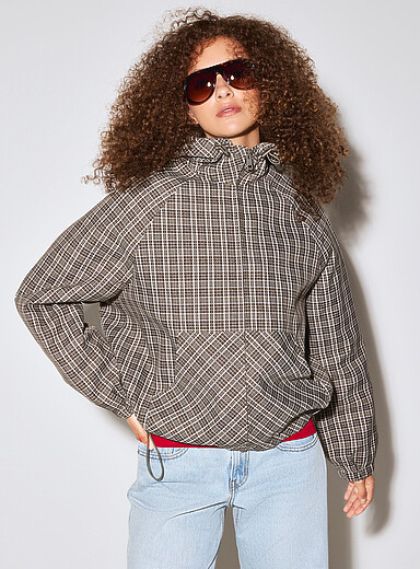 Twik Assorted Checkered quilted coat for women