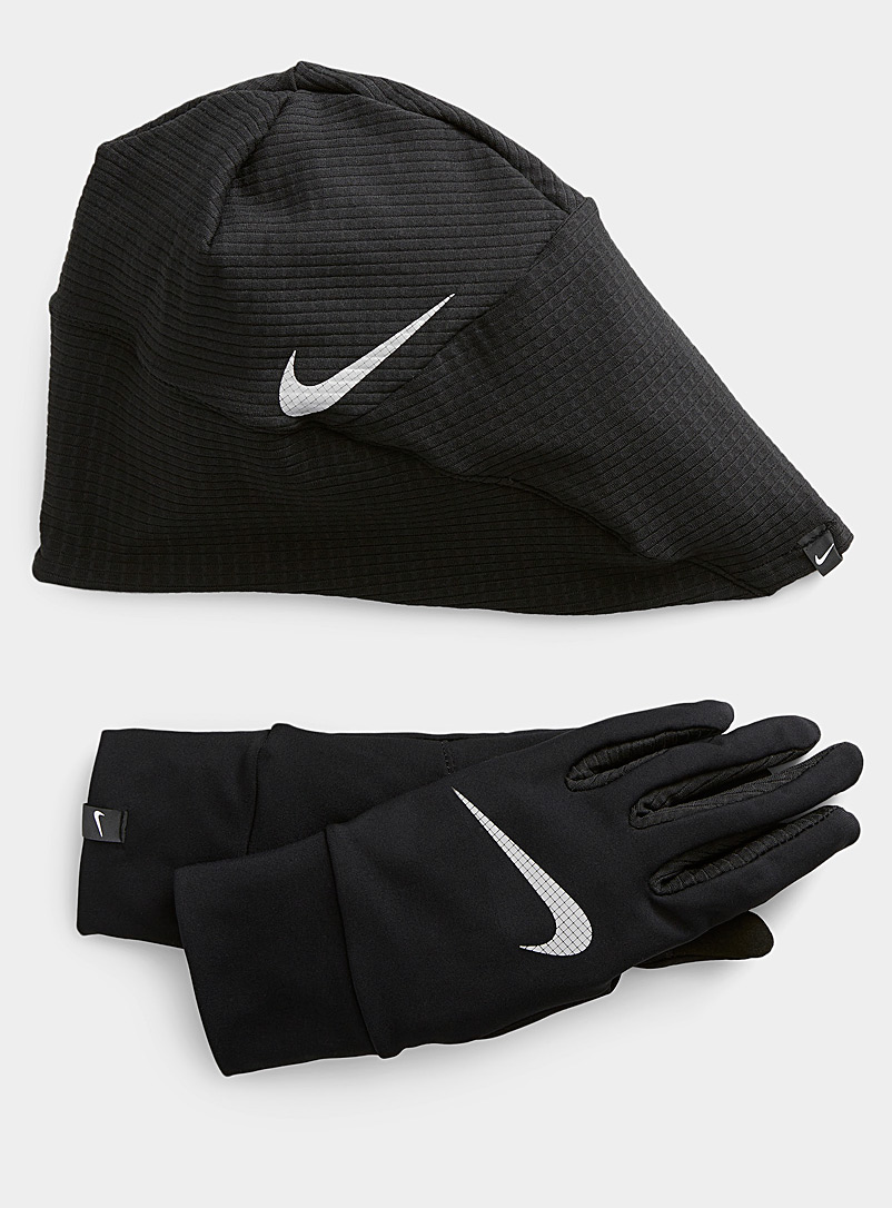 Nike: L'ensemble tuque et gants micropolaire Noir pour homme