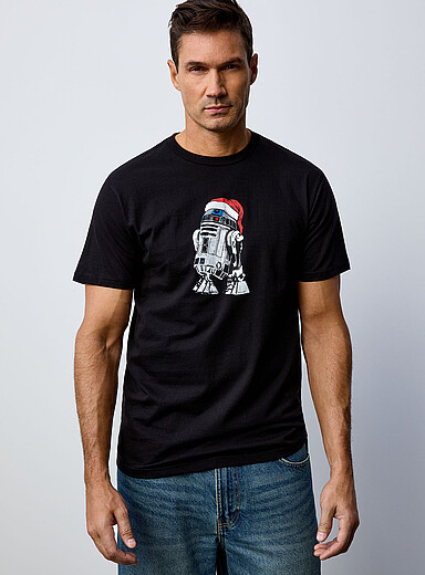 Le 31 Black Festive R2-D2 T-shirt for men