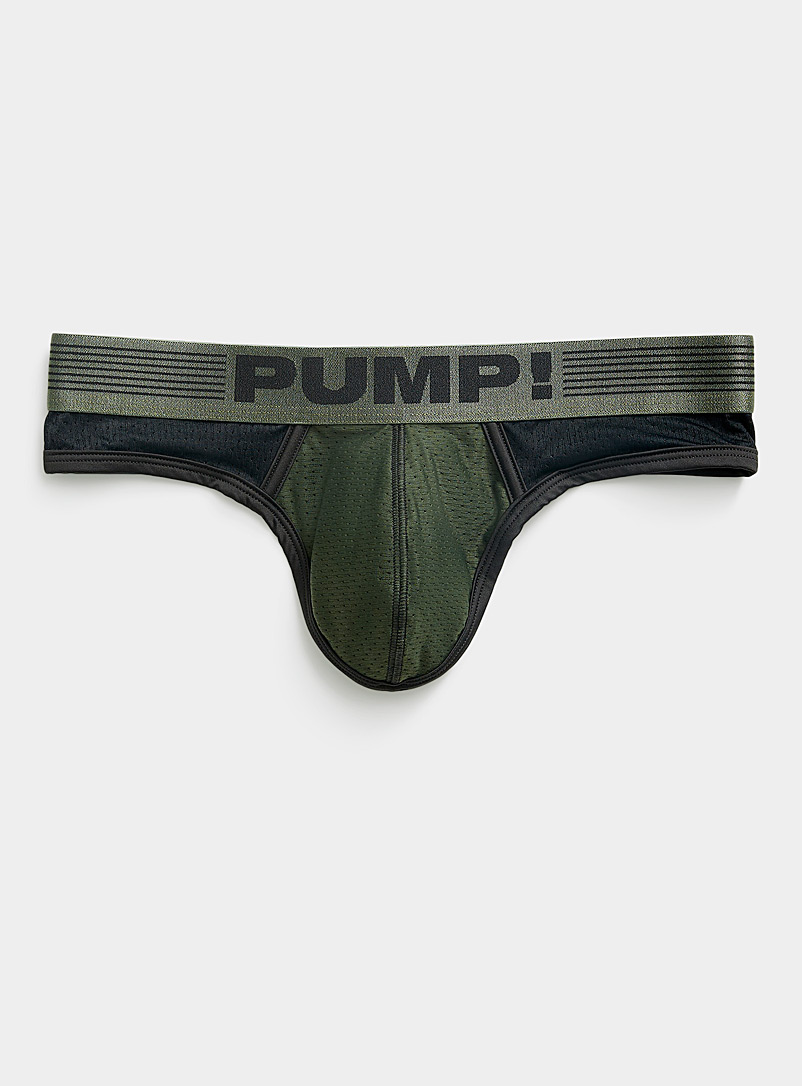 Pump! Patterned Black Military thong for men