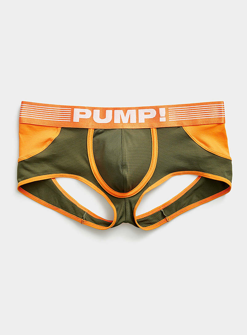 Pump! Patterned Orange Squad orange-and-green trunk for men