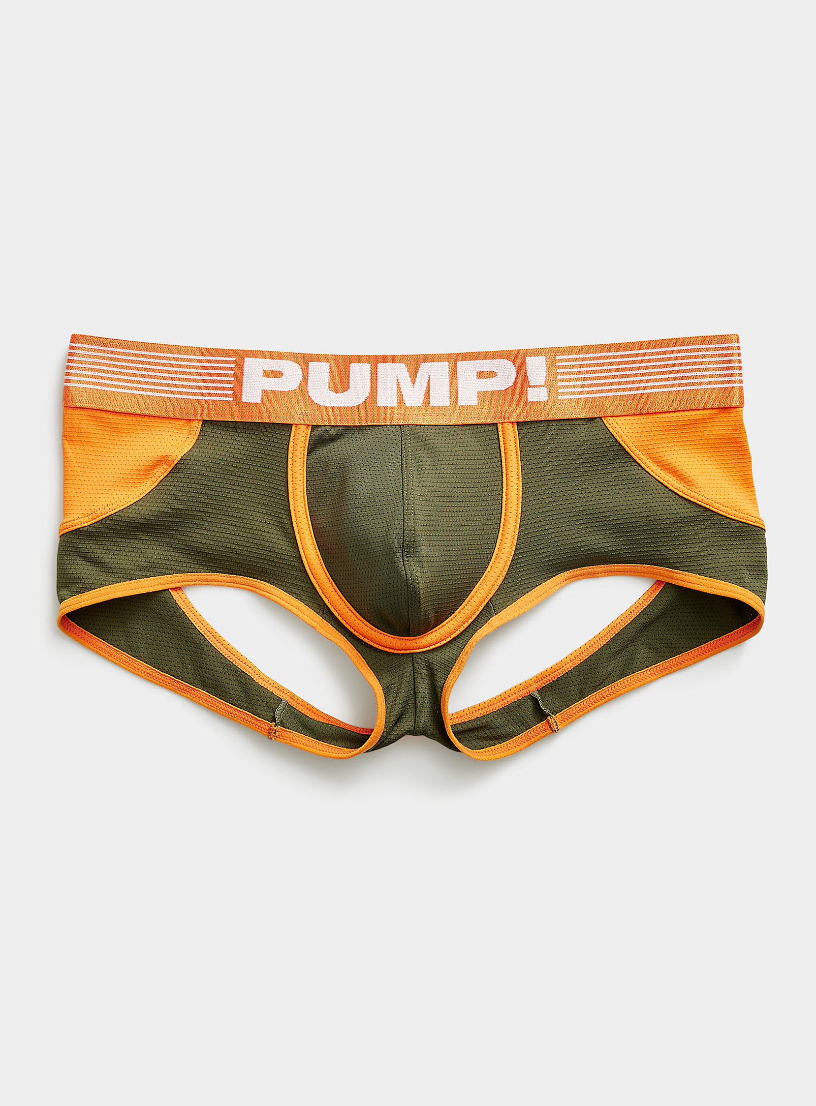 Pump! - Men's Squad orange-and-green trunk