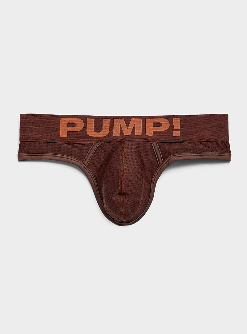 Brown micro-perforated string thong Nylon product image (primary)