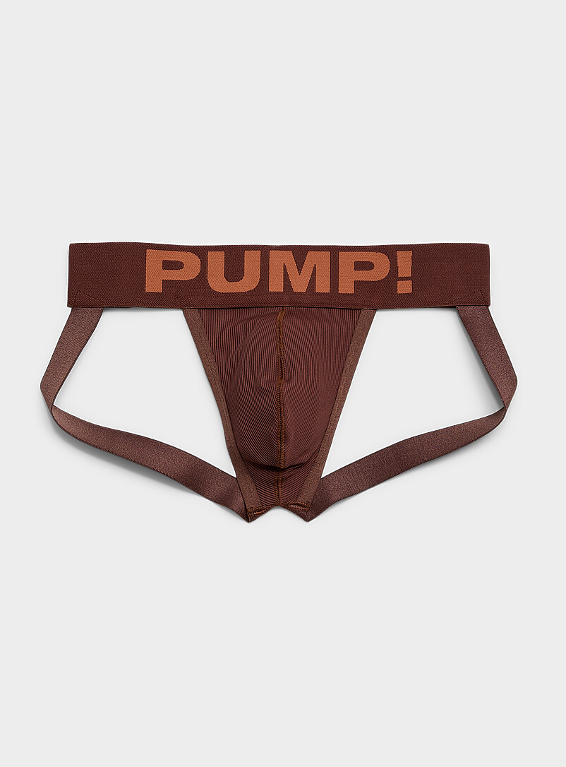 Brown ribbed jockstrap Nylon product image (primary)