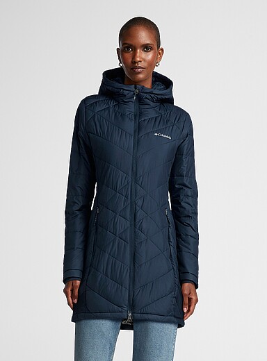 Heavenly plush hooded 3/4-length puffer jacket
