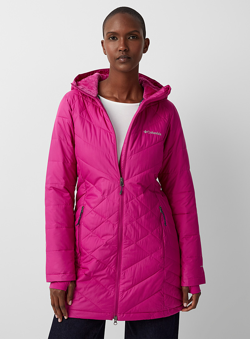 Columbia Pink Heavenly plush hooded puffer jacket for women